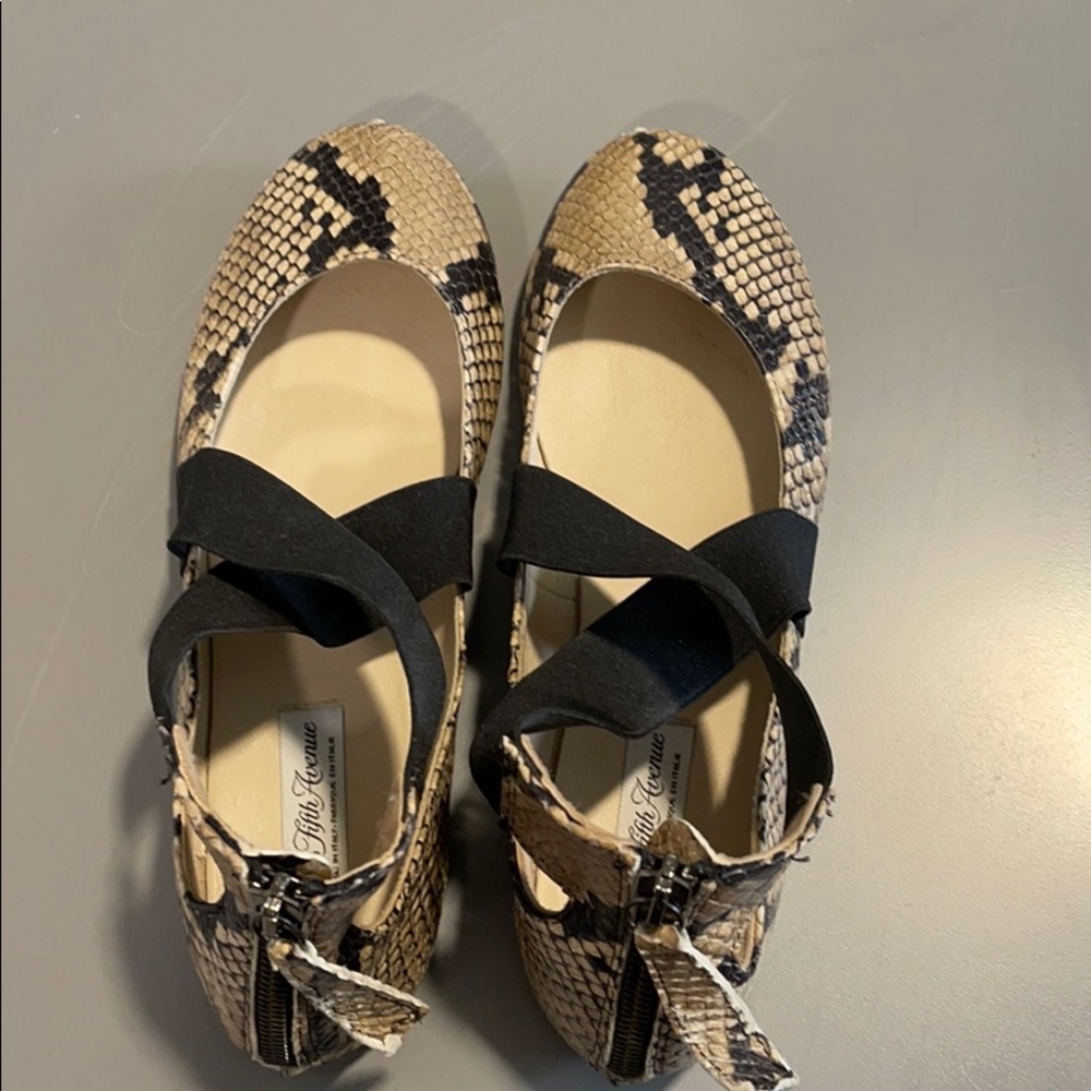 Saks 5th Ave Xcross Python Ballet Flats Blk Rocci… - image 2